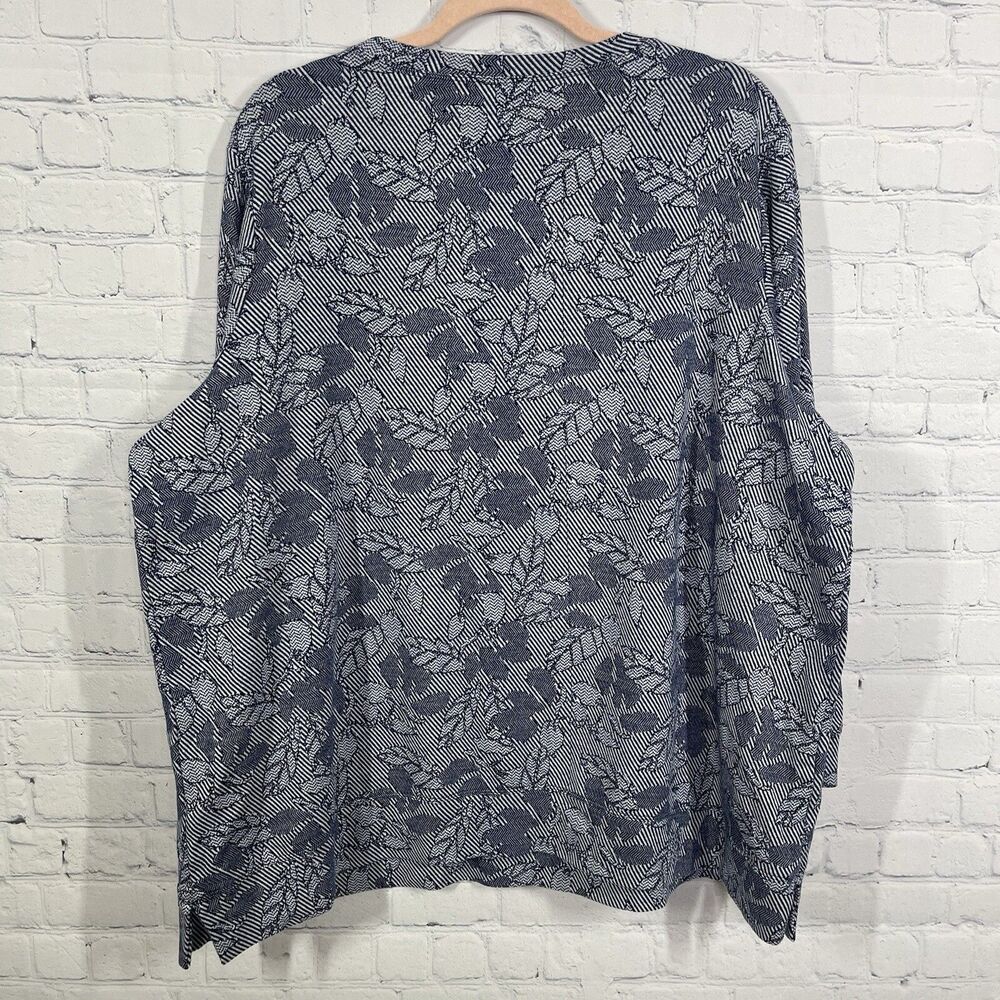 Land's End Thermal Shirt Women 2X Gray Floral Pullover Stretch Soft Cottage Cozy - Picture 3 of 12